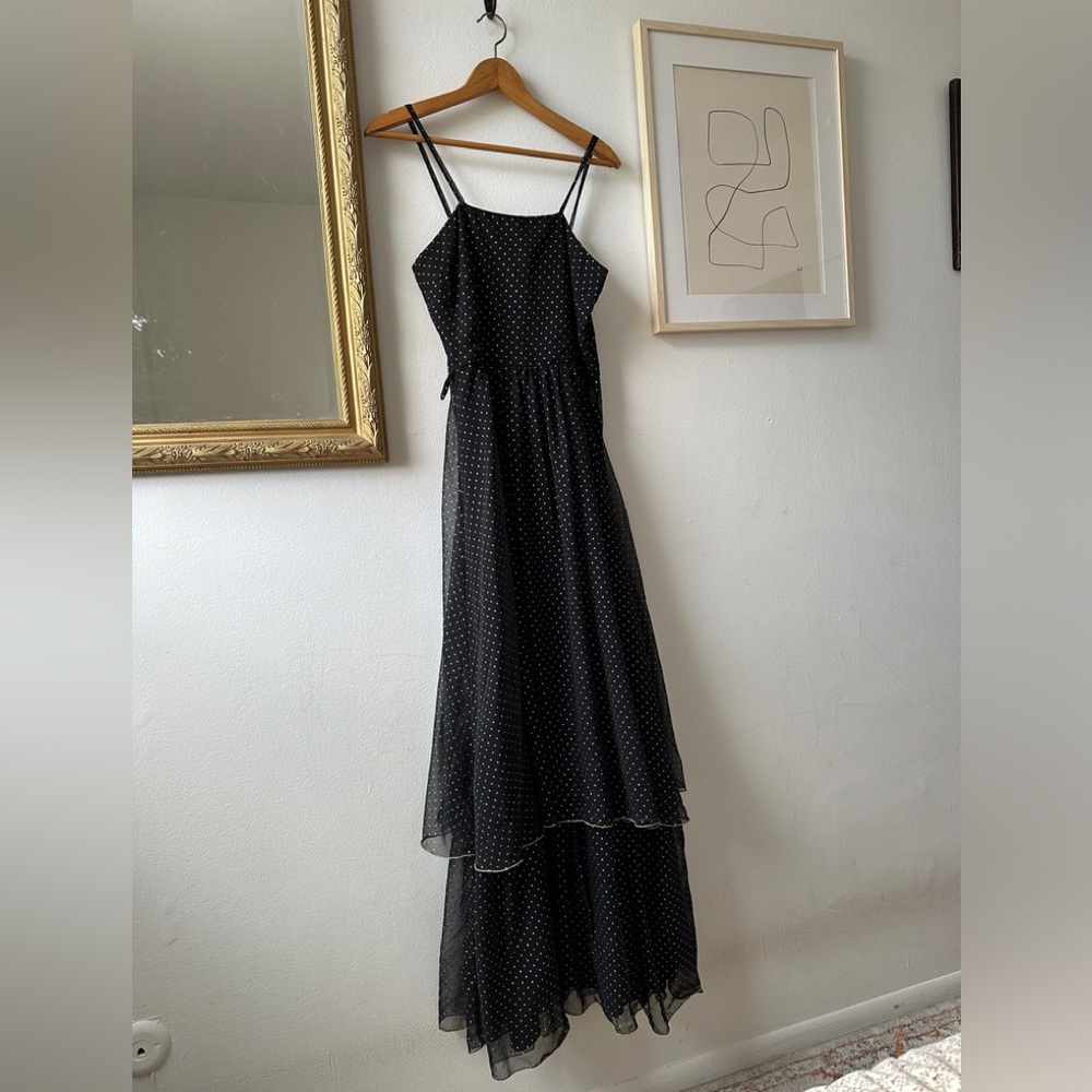 Vintage 1970's Vera Mont Tiered Dot Evening Dress